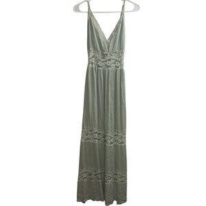 Never Worn - Sage Green Lace-Trim Maxi Dress Size L